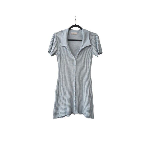UO Urban Outfitters Medium Women Dale Ribbed Bodycon Polo Dress Short Sleeve PS8 - Picture 1 of 3